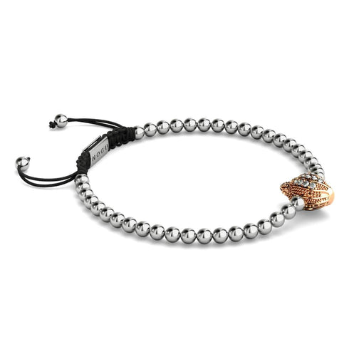 île | Or rose 18 carats et argent | Bracelet Charmballa en macramé avec coquille de conque en cristal